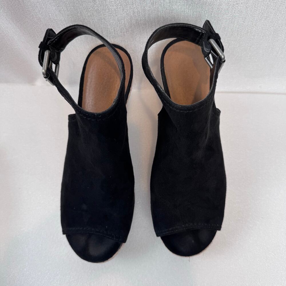 Universal Thread Braid Espadrille Wedge Black Suede Cutout Upper 4" Heel Size 10
